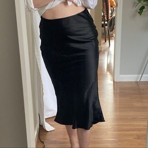 Black Silky Midi Skirt